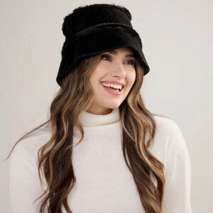 Chic Black Faux Fur Women's Bucket Hat